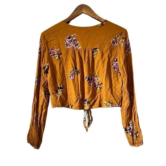 Wild Fable Floral Tie Front Top Long Sleeve Boho Peasant Blouse - Picture 4 of 4